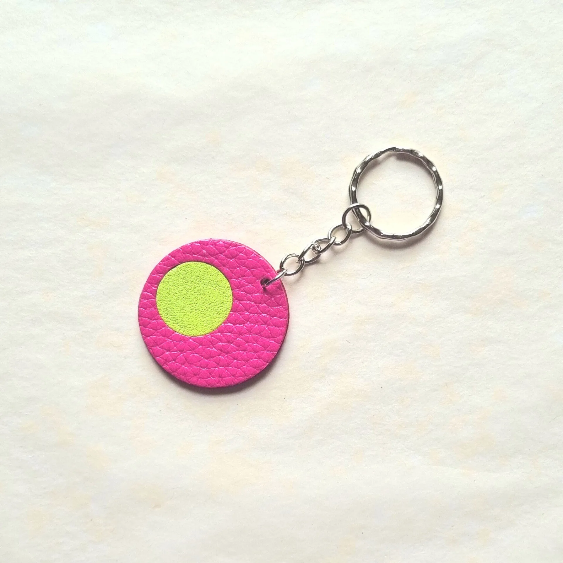 Pink and Acid Yellow Keyring