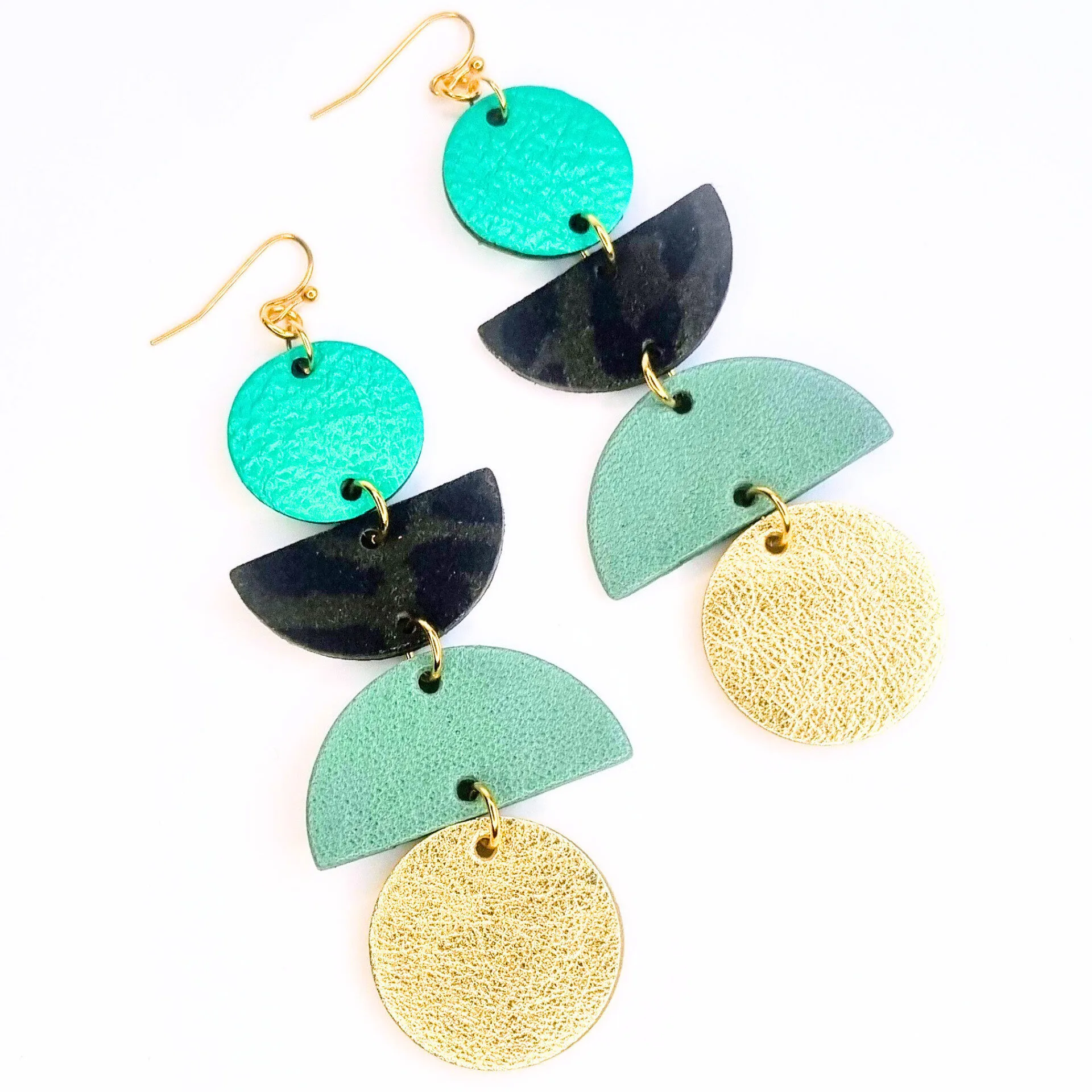Turquoise and Gold Dangly Jumbo Earrings