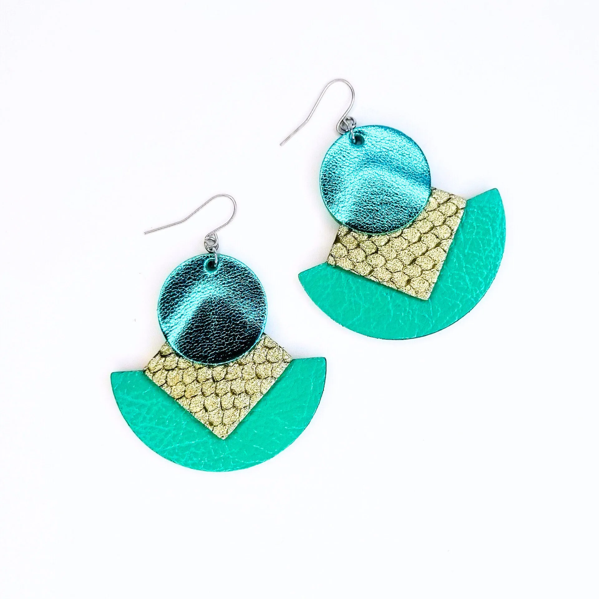 Turquoise and Gold Jumbo Earrings